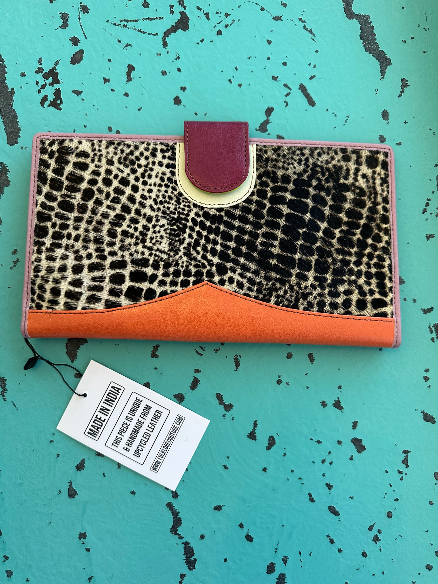 Hailey Recycled Leather and Hair on Hide XL Wallet